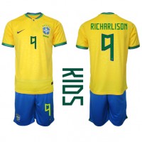 Brasil Richarlison #9 Hjemmedraktsett Barn VM 2022 Kortermet (+ Korte bukser)